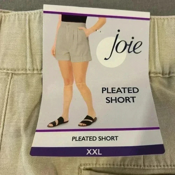 🤎”Joie” NWT Rainy Day/Oatmeal Pleated Shorts w/ Front & Back Pockets Size XXL🤎 - Picture 5 of 12